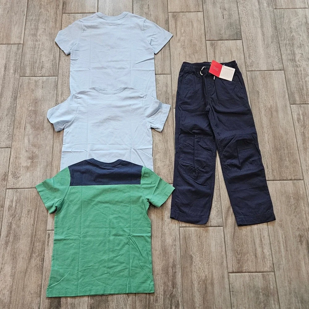 Hanna Andersson T Shirt Pants Lot of 4 Kids 8 130 Shark Dog Dino Scandi Organic